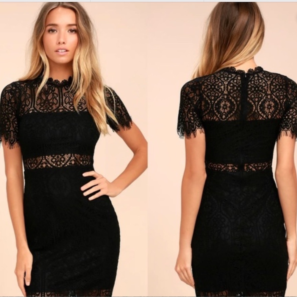 Lulus black lace dress, size small